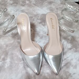 Bonnibel Shiny Silver Pointed Heels